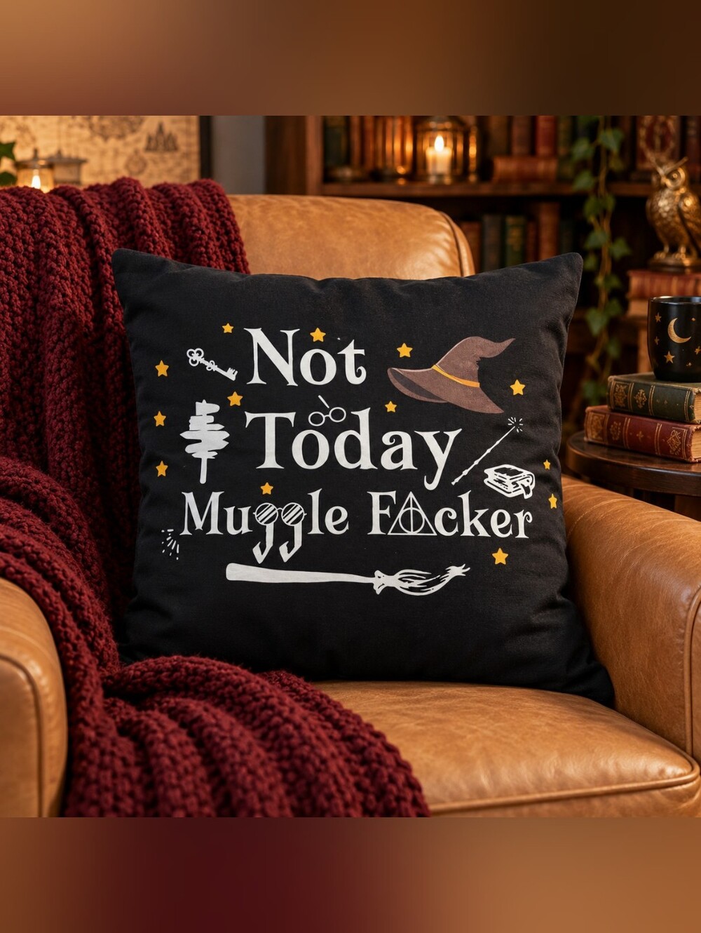Not Today Muggle Wizard-Inspired Double-Sided Pillow Cover 17x17